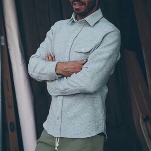 Taylor Stich Sundown Shirt In Mottled Gray - 44